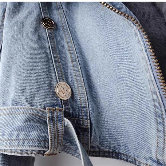 EB | Jeansjacke mit Kunstfellkragen