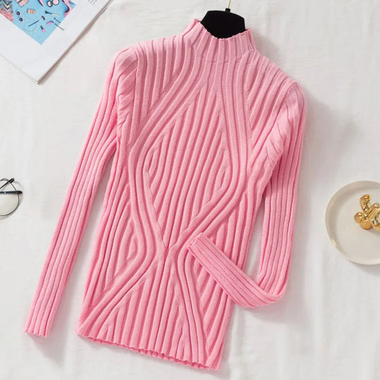 EB | Damen Strickpullover mit Rollkragen und Langen Ärmeln