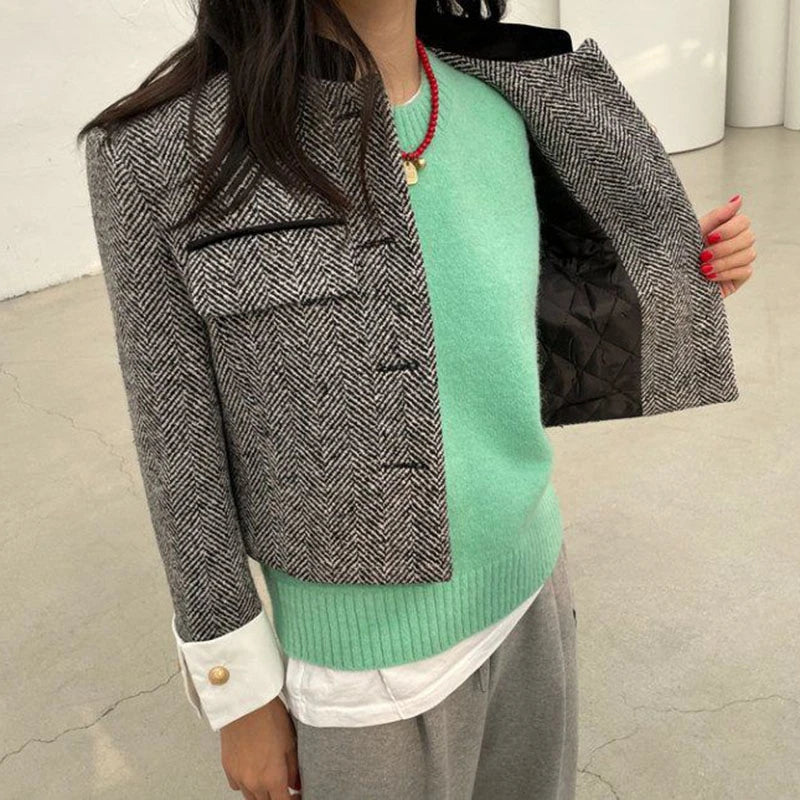 EB | Karierte Jacke mit Metallknöpfen
