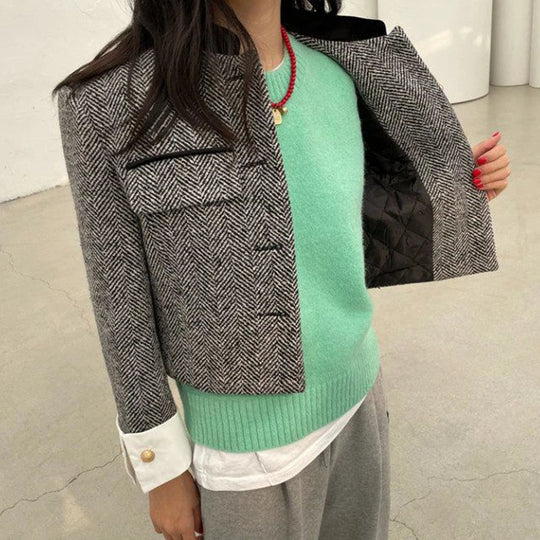 EB | Karierte Jacke mit Metallknöpfen