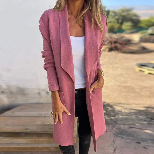 EB | Einfarbiger Mid Length Cardigan Mantel
