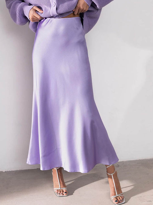 EB | Satin-Midi-Rock mit Fließendem Design für Damen