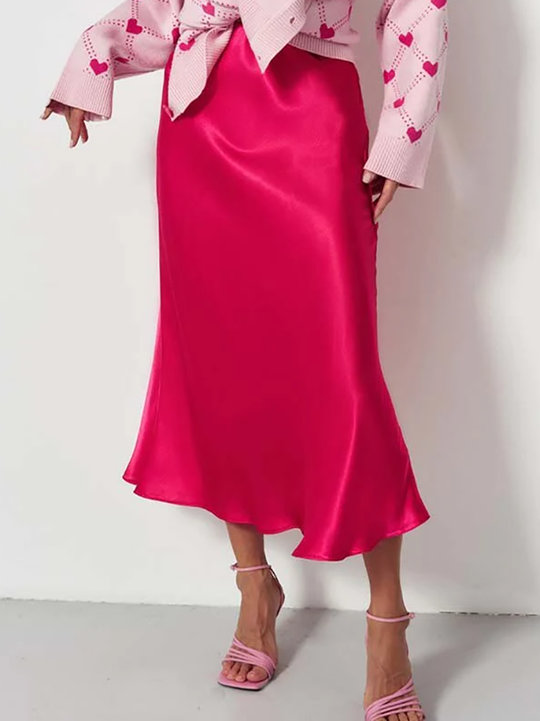 EB | Satin-Midi-Rock mit Fließendem Design für Damen