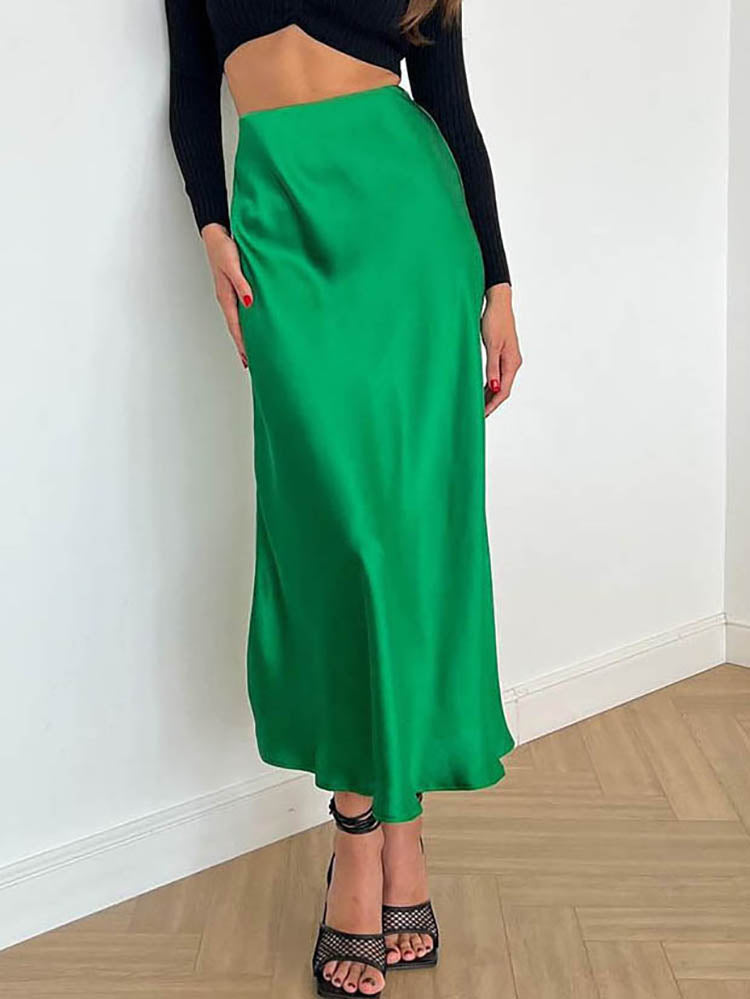 EB | Satin-Midi-Rock mit Fließendem Design für Damen