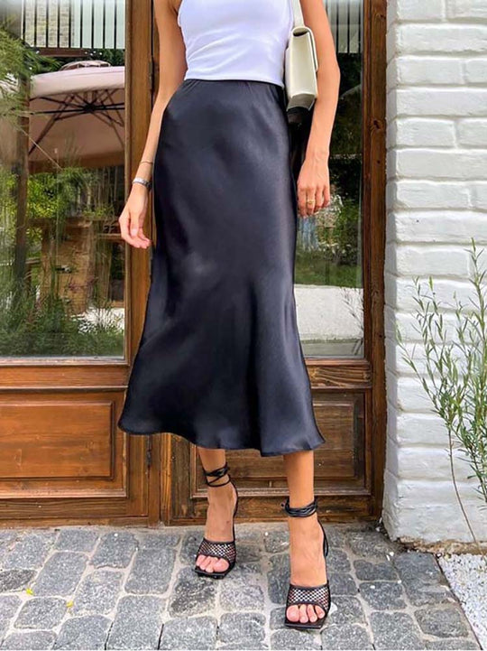 EB | Satin-Midi-Rock mit Fließendem Design für Damen