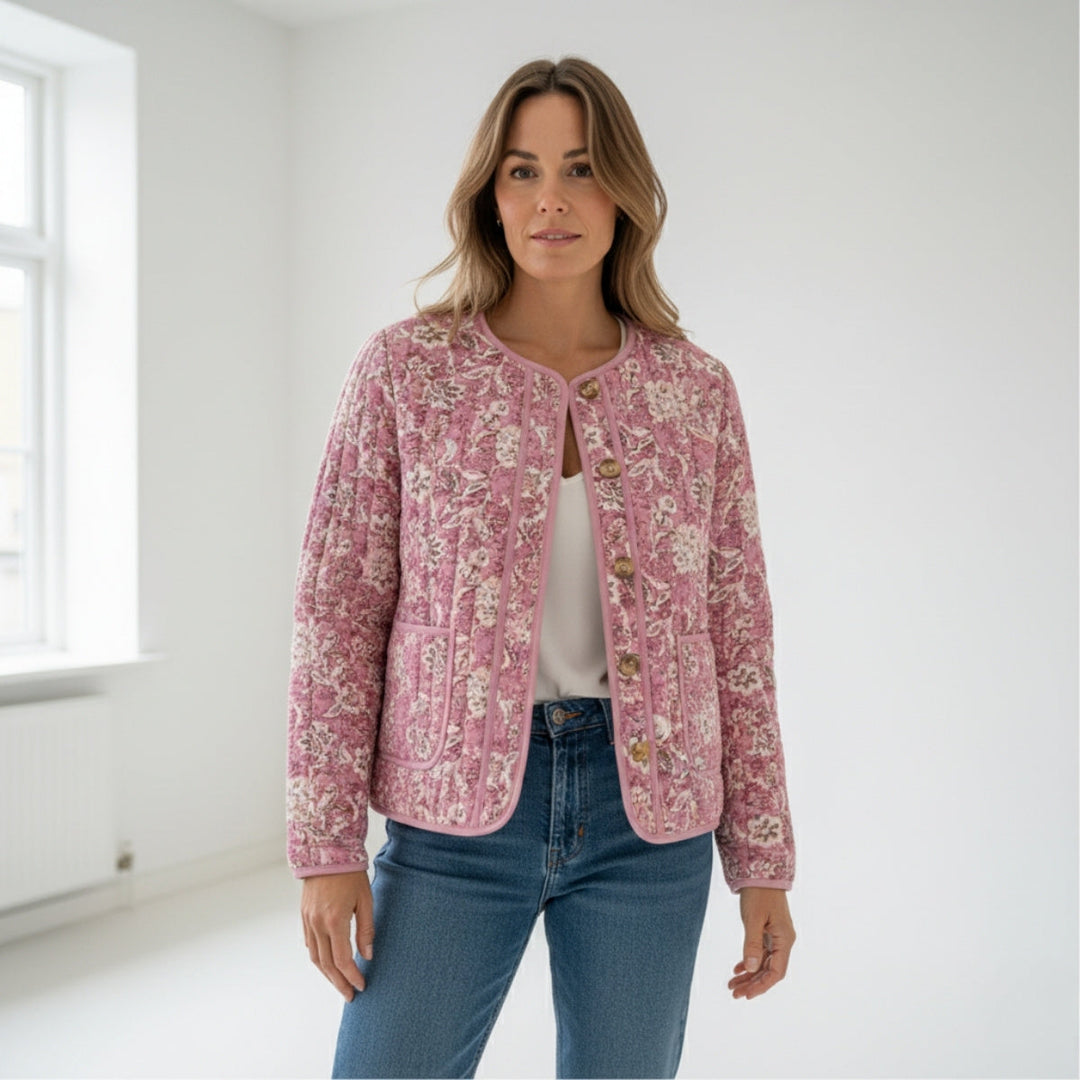 EB | Blümchen-Steppjacke Gefüttert Damen