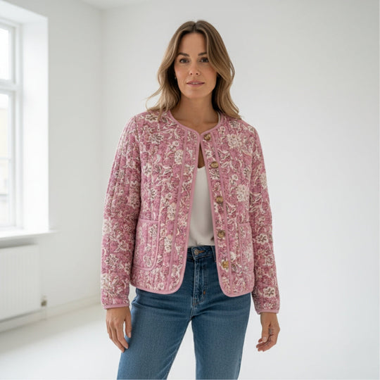 EB | Blümchen-Steppjacke Gefüttert Damen