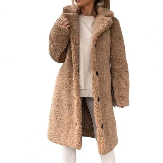 EB | Teddy Mi-Lang mit Knopfverschluss für Damen Ideal für Den Winter