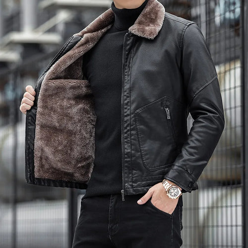 EB | Leder Herrenjacke mit Kragen