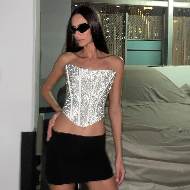 EB | Korsett Strapless Glitzer Top