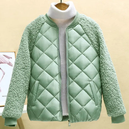 EB | Kurze Lässige Leichte Kunstlammwoll Winterjacke