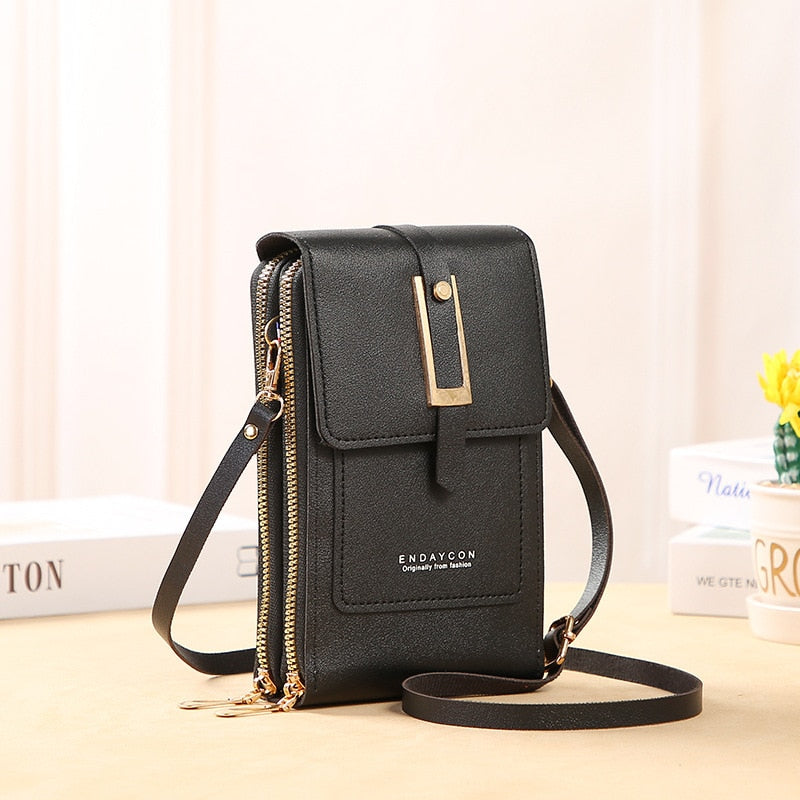 EB | Leder Smartphone Clutch Damen Handtasche mit Touchscreen-Fenster