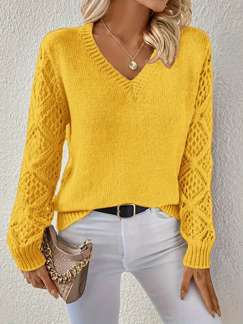 EBMode | Solid V-Ausschnitt Strickpullover