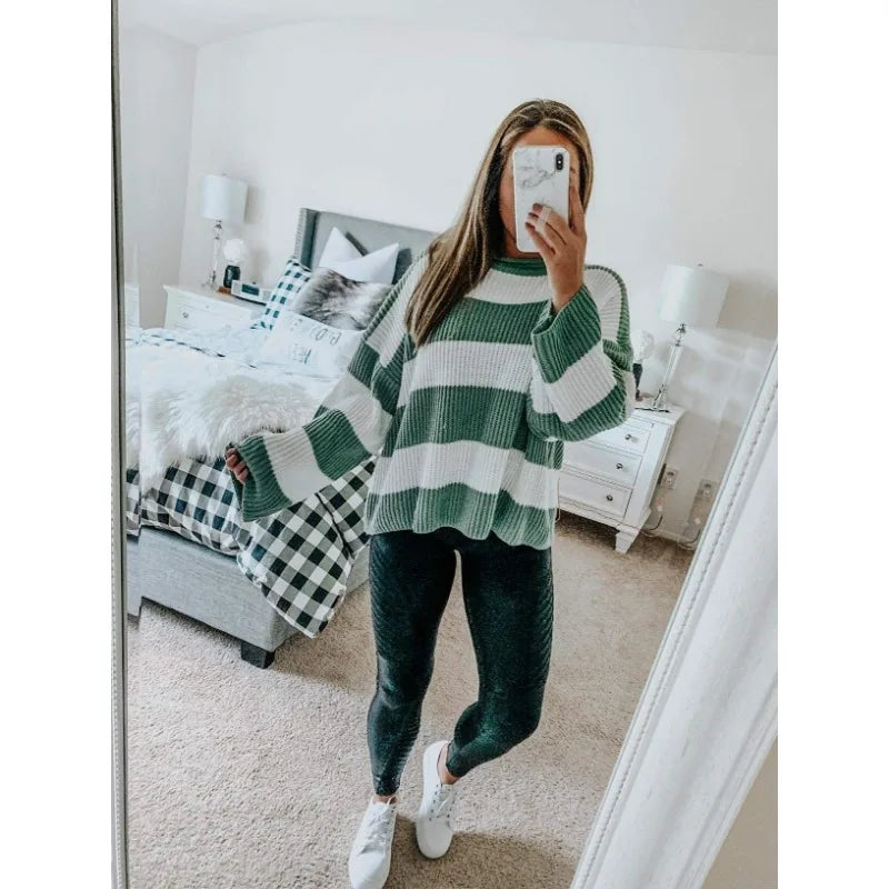 EB | Sweater - Oversized Gestreifter Strickpullover
