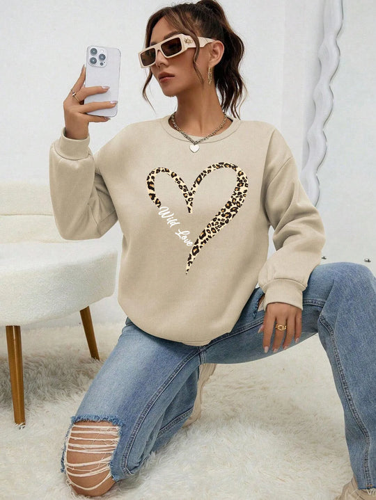 EB | Sweatshirt mit Leopard-herzprint Polyester Trendy und Komfortabel