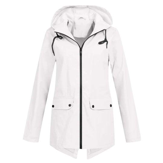 EB | Lässige Wasserdichte Damenjacke mit Kapuze und Reißverschluss Ideal für Herbst Winter