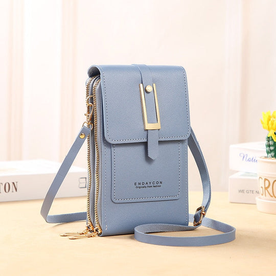 EB | Leder Smartphone Clutch Damen Handtasche mit Touchscreen-Fenster