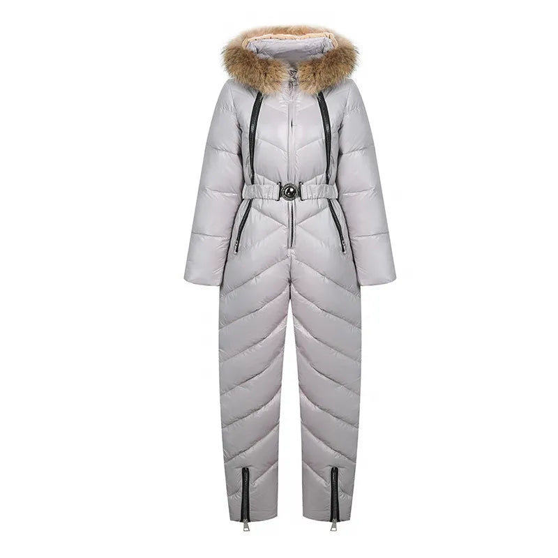 EB | Lässiger Winter Skianzug mit Pelzkragen Für Frauen