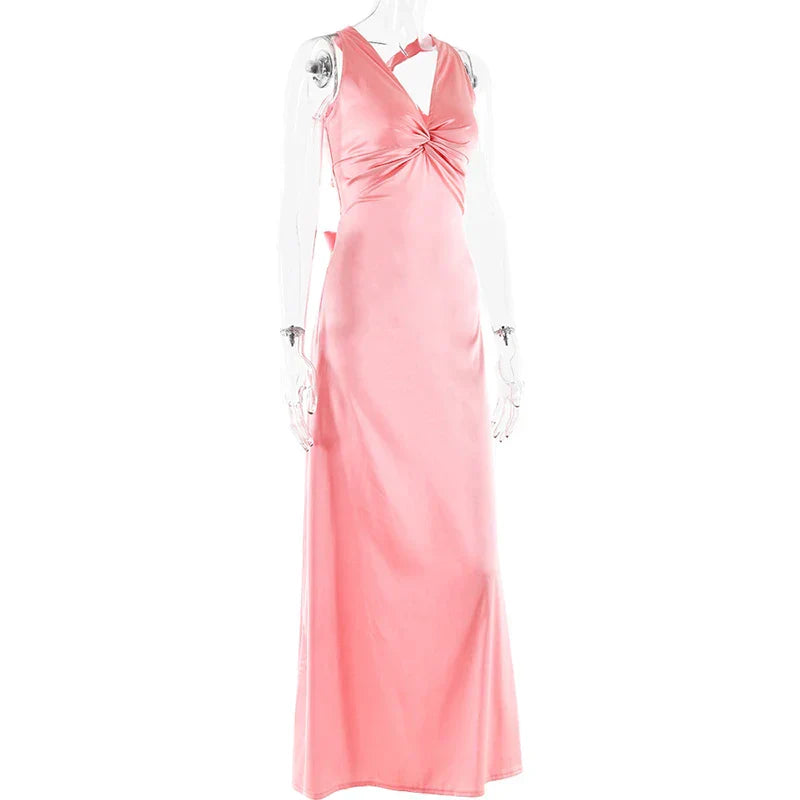 EB | Schleife Rückenfrei Abend Maxi Kleid