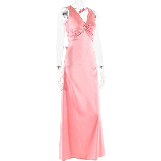 EB | Schleife Rückenfrei Abend Maxi Kleid