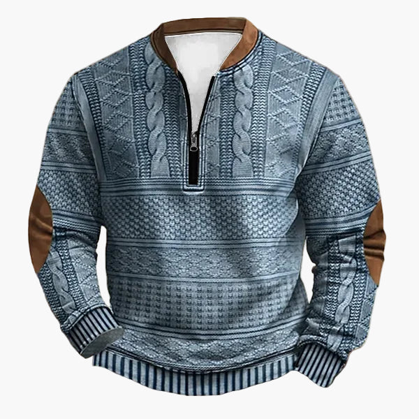 EB | Strickpullover mit Zopfmuster und Viertelreißverschluss - Modischer Freizeitpullover für Herbst und Winter