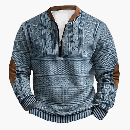 EB | Strickpullover mit Zopfmuster und Viertelreißverschluss - Modischer Freizeitpullover für Herbst und Winter