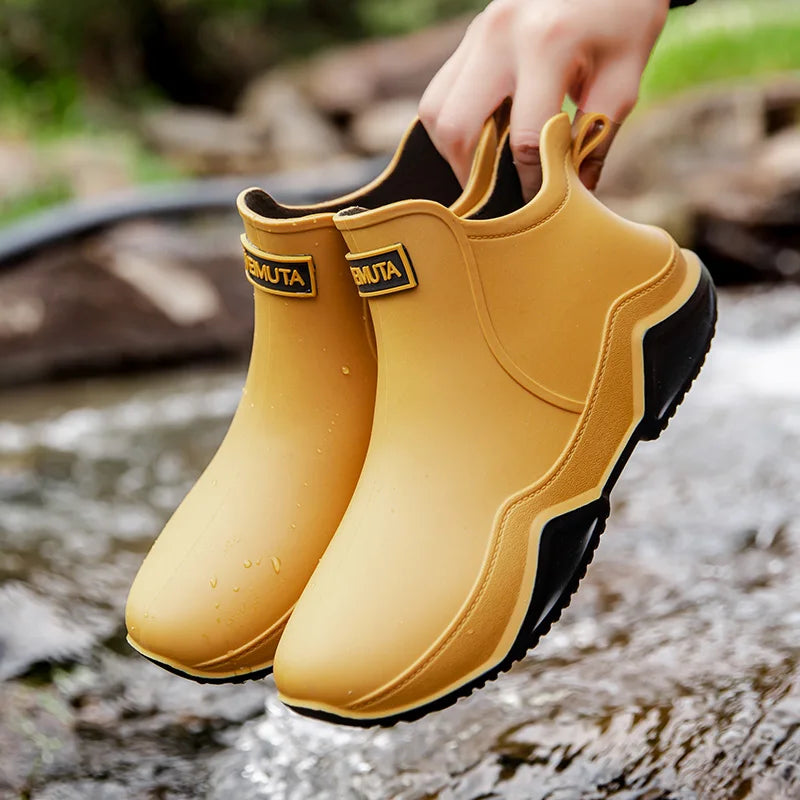EB | Damen knöchelhohe wasserdichte Gummistiefel mit rutschfester Sohle
