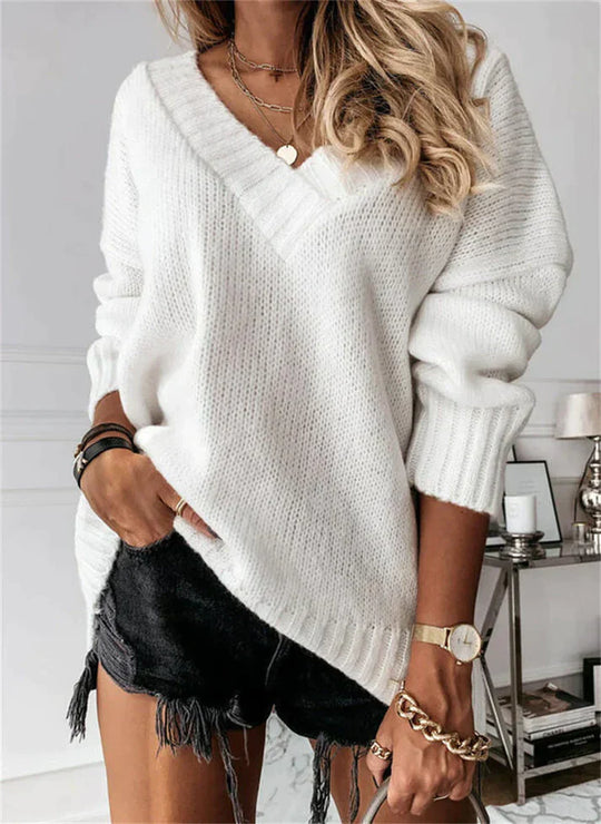 EB | Klobiger V-Ausschnitt Pullover Damen - Stylisch und Warm