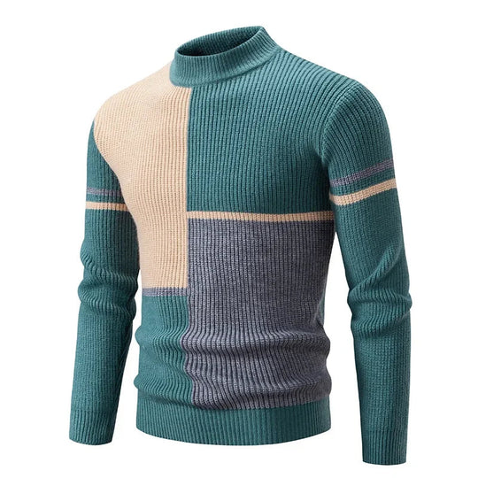 EB | Grafischer Strickpullover mit Farbblöcken Modern und Warm Perfekt für Den Alltag