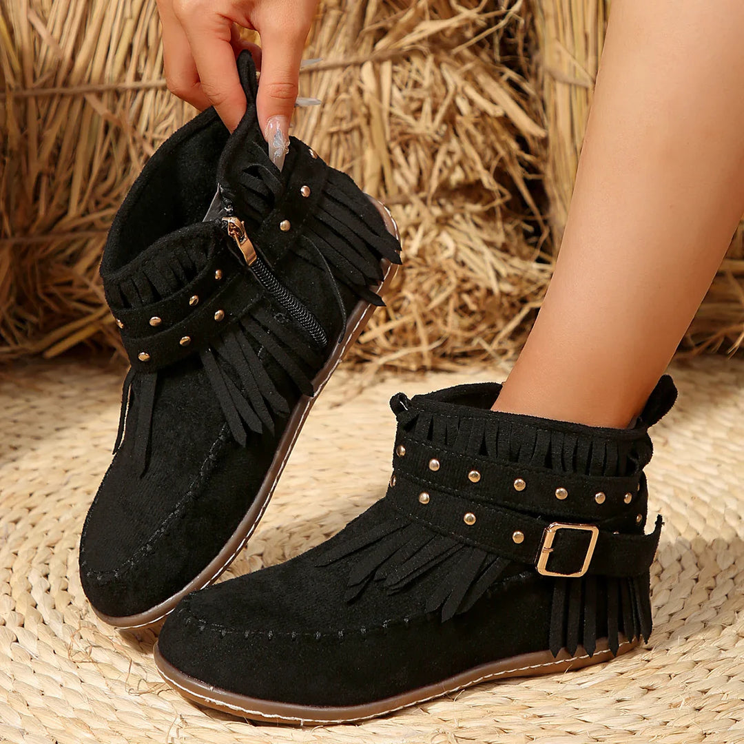 EB | Retro Kunstwildleder Schnalle Cowboy Stiefeletten