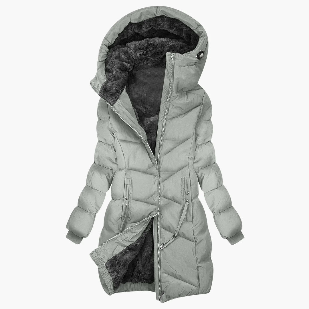 EB | Wintermantel Lang Steppjacke mit Kapuze - Winddichter, Warmer Outdoor Parka