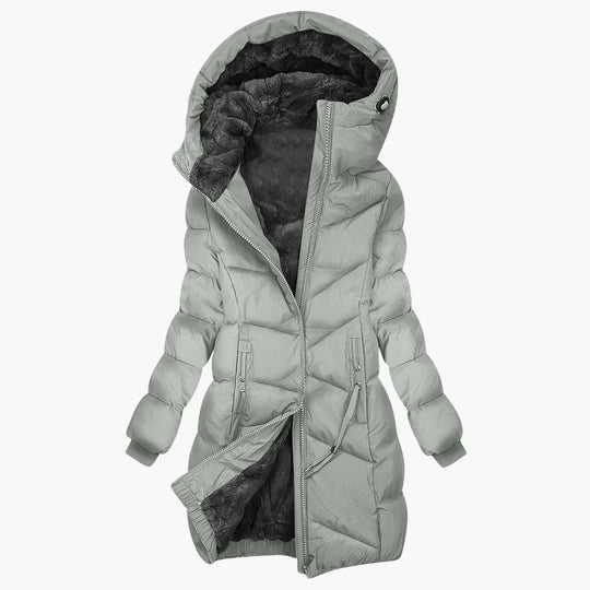 EB | Wintermantel Lang Steppjacke mit Kapuze - Winddichter, Warmer Outdoor Parka
