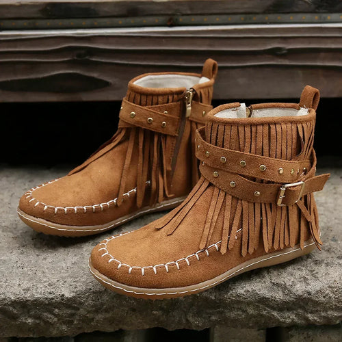 Ankle Boots Mit Fransen Und Nieten EB