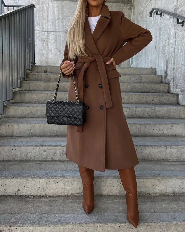EB | Schicke Taillierte Damen Wolljacke mit Gürtel