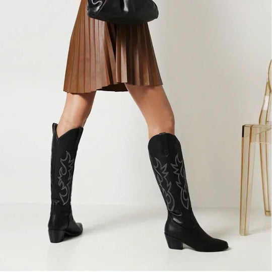 EB | Wildleder Kniehohe Cowboystiefel Frühlingskollektion