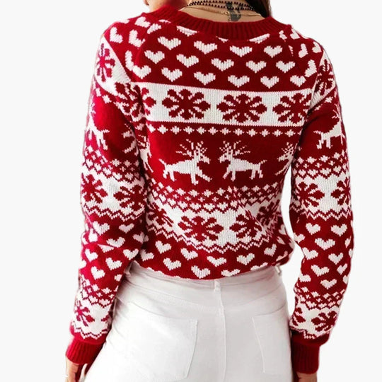 EB | Winterpullover Im Norwegerstil - Weihnachtsmotiv, Herz- und Rentiermuster, Ideal für Festliche Anlässe und Alltag