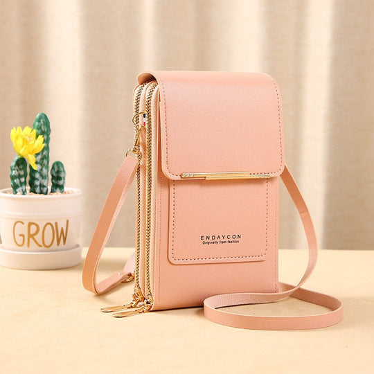 EB | Leder Smartphone Clutch Damen Handtasche mit Touchscreen-Fenster