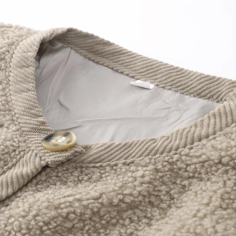 EB | Cardigan - Damen Herbst Flauschiger Strickcardigan mit Dekorativen Knöpfen