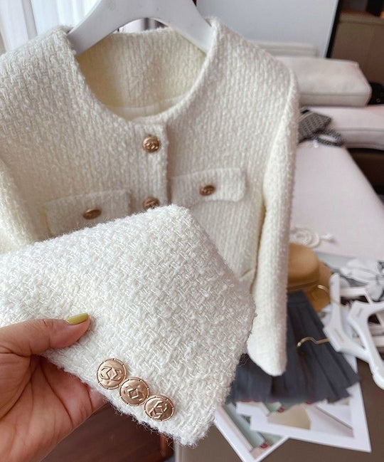 EB | Damen Tweedjacke mit Rundhalsausschnitt