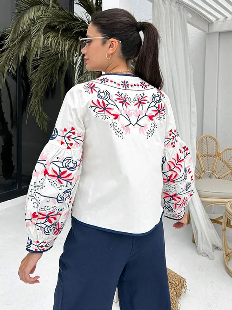 EB | Floral Print Ethnischer Stil Eleganter Cardigan