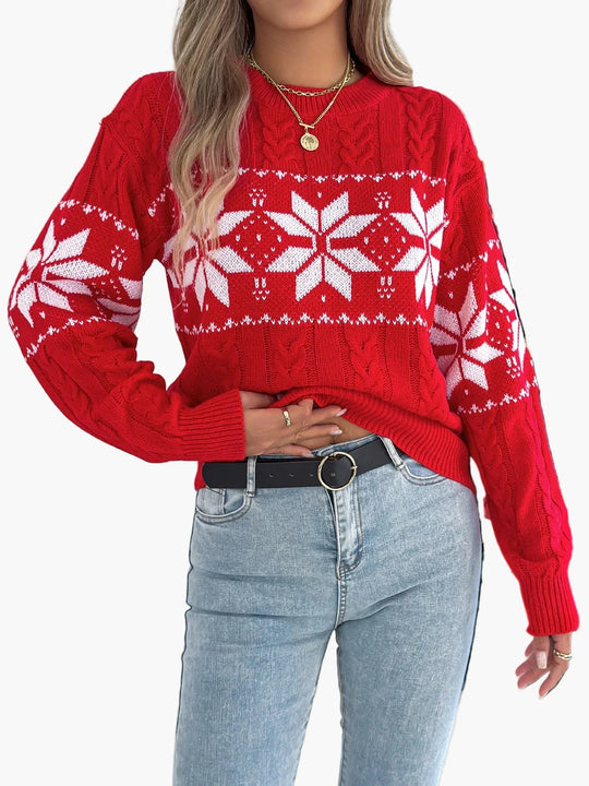 EB | Winterpullover mit Norwegermuster - Gemütlicher Strickpullover für Weihnachten & Alltag
