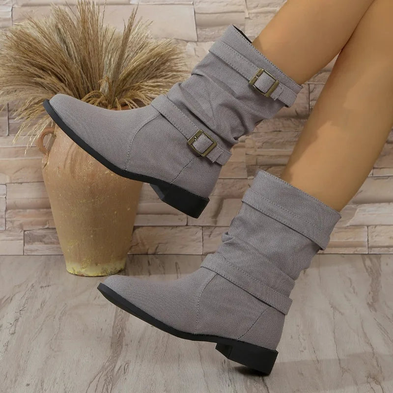 EB | Denim Schnallen-Stiefeletten