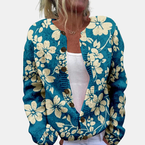 EB | Blaues Blumenmuster Cardigan