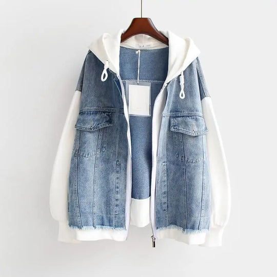 EB | Denim-hoodie Jacke Hybrid Design Trendy und Lässig