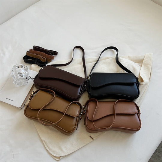 EB | Vintage Leder Crossbody-Taschen Kleine Umhängetasche Stilvolle Armpit Handtaschen und Geldbörsen