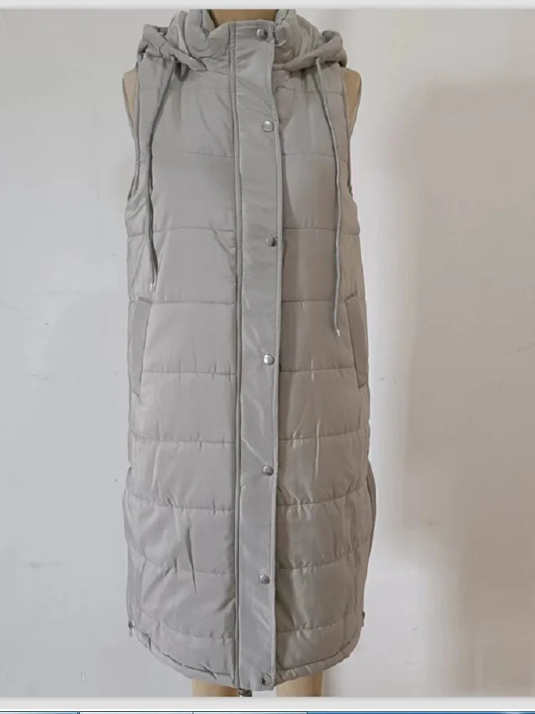 EB | Lange Pufferweste mit Kapuze Polyester Warm, Trendy