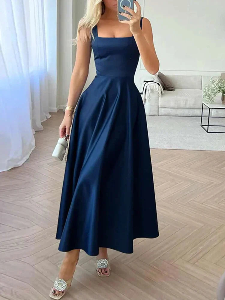 EB | Modernes Ärmelloses Maxikleid mit Hoher Taille für Frauen