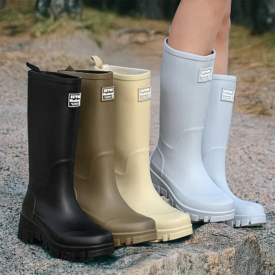 EB | Damen Chelsea wasserdichte Stiefel mit Blockabsatz & gemusterter Sohle