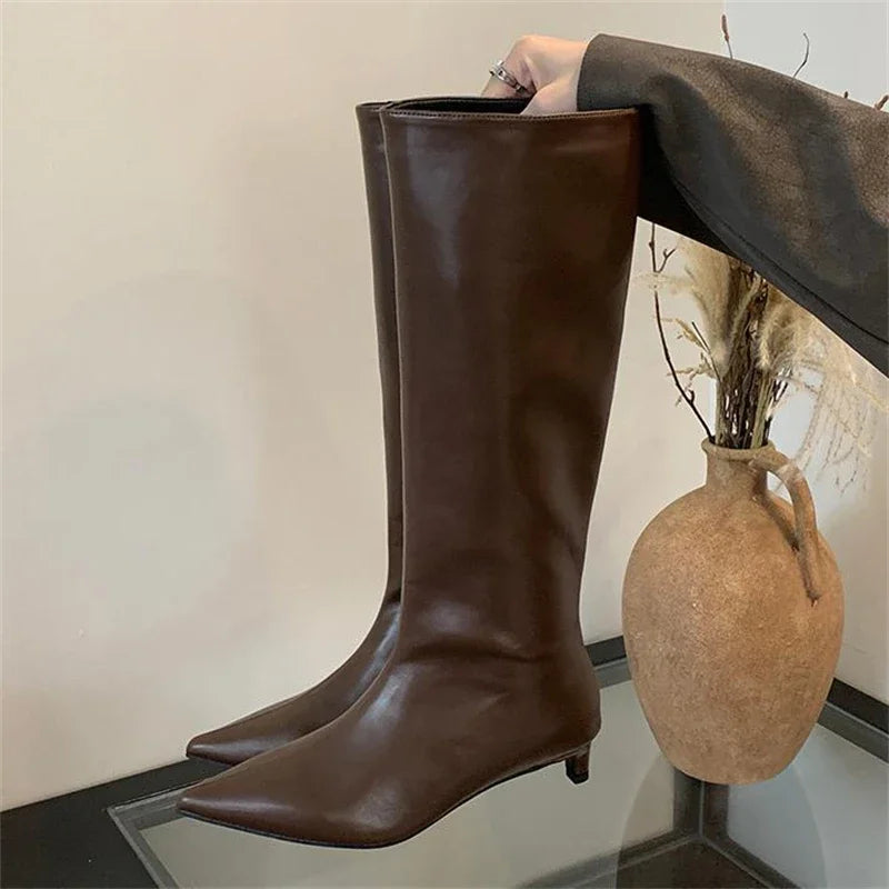 EB | Knielange Dünne Absatzstiefel