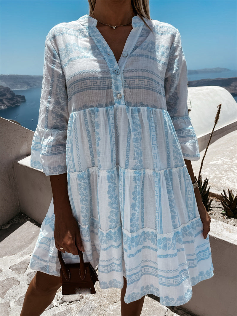 EB | Leichtes Boho Kleid mit Fröhlichem Muster Perfekt für Sommerliche Anlässe